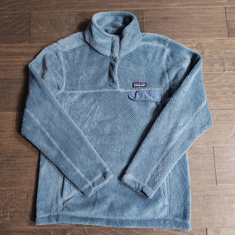 Patagonia Women's Teal Blue Synchilla Snap T Fleece Pullover Sz Med